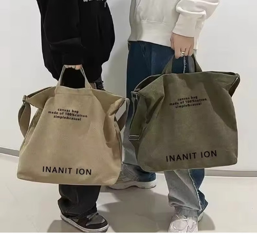 Thickened Washed Canvas Crossbody Tote Bag Men Women Large Capacity Student Bag
