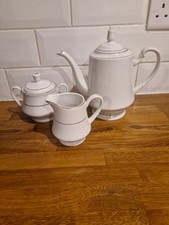 Global Design: 3 Off White & Gold  Serving Set. Porcelain & 22K gold