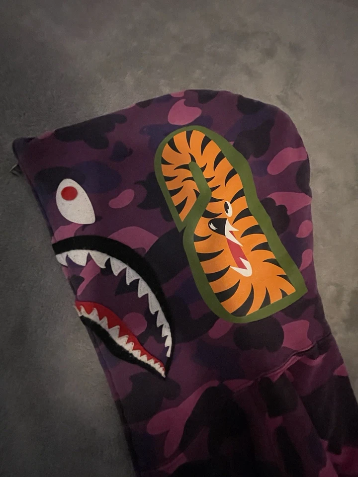 Bathing Ape Bape Purple Camo Full Zip Shark Hoodie Size Medium - Image 4 of 4