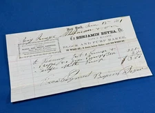 1861 Receipt BENJAMIN BEYEA 92 West St New York, Oars, Blocks, Mast Hoops, Pumps