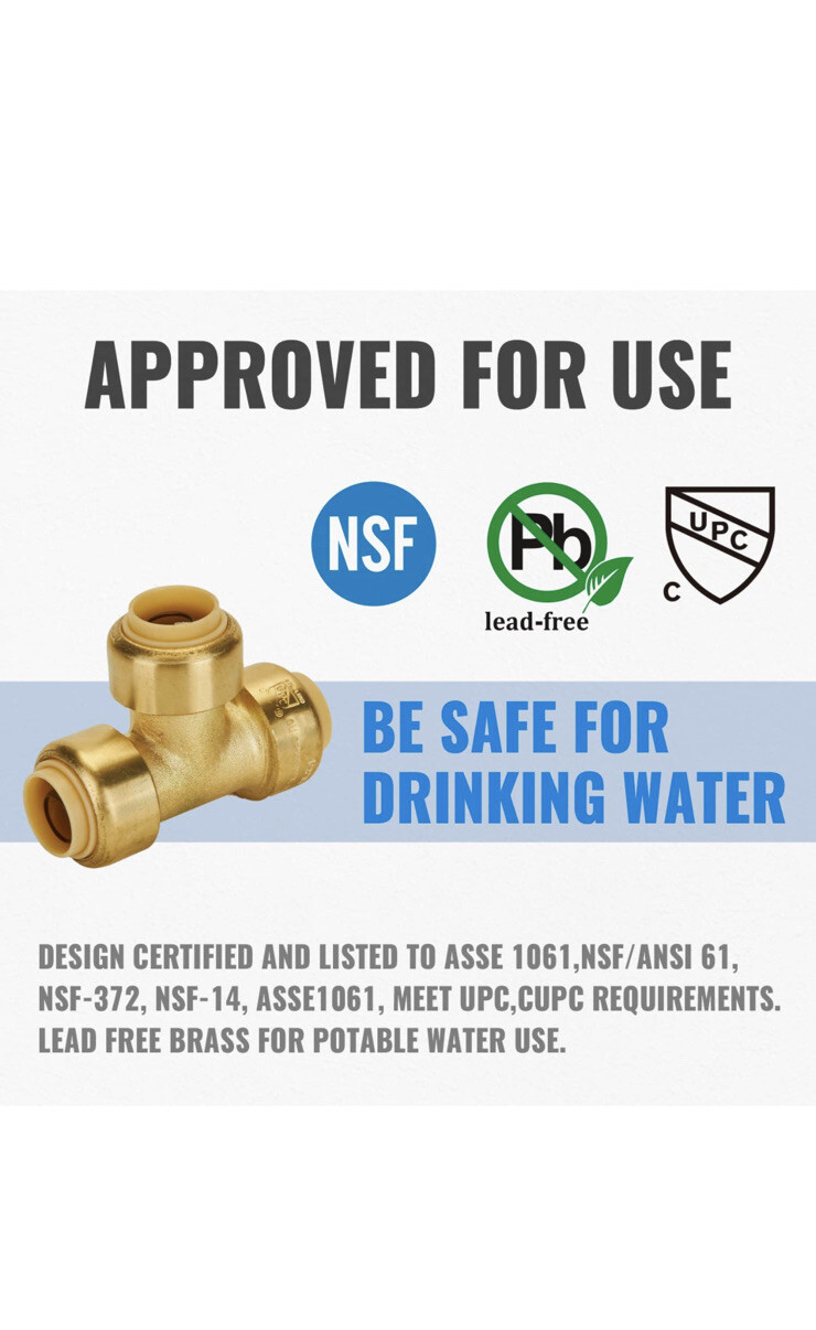 SUNGATOR 1/2Inch Push Plumbing Tee 12Pack PushtoConnect Pex