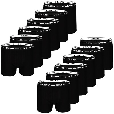 6er | 12er Pack Herren Boxershorts Unterwäsche Baumwolle Unterhose Schwarz Retro