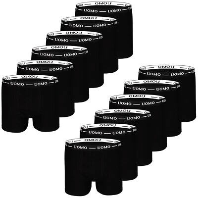 TEXEMP 6er | 12er Pack Herren Boxershorts Unterwäsche Baumwolle Unterhose Schwarz Retro