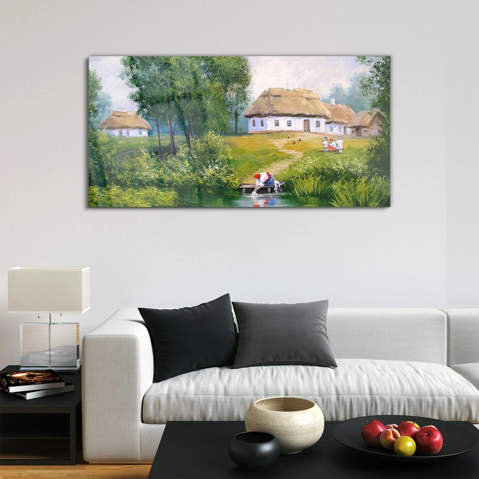 Glasbilder Wandbild Druck auf Glas 120x60 Foto Dorf Ukraine landschafts malerei - Bild 2 von 4