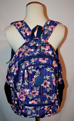 Kipling Blue Pink Floral Backpack Laptop Padded Protector  display picture 3