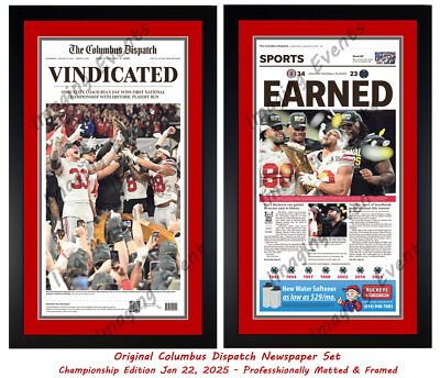 2024 National Champs Ohio State Buckeyes Original Dispatch Newspaper Set Framed!