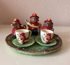 1993 POLYRESIGN FIREFIGHTER MINIATURE TEA SET DECORATION