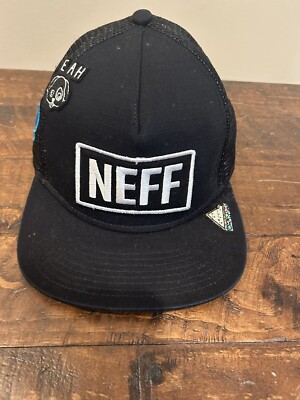 NEFF Company Snapback Trucker Black Atoms Hat Surf Skate LogoCap Youth Size