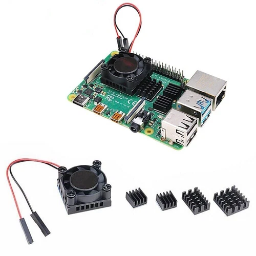 For Raspberry Pi 4 Model B Heat Sink Single Cooling Fan RAM Heatsink Set Kit