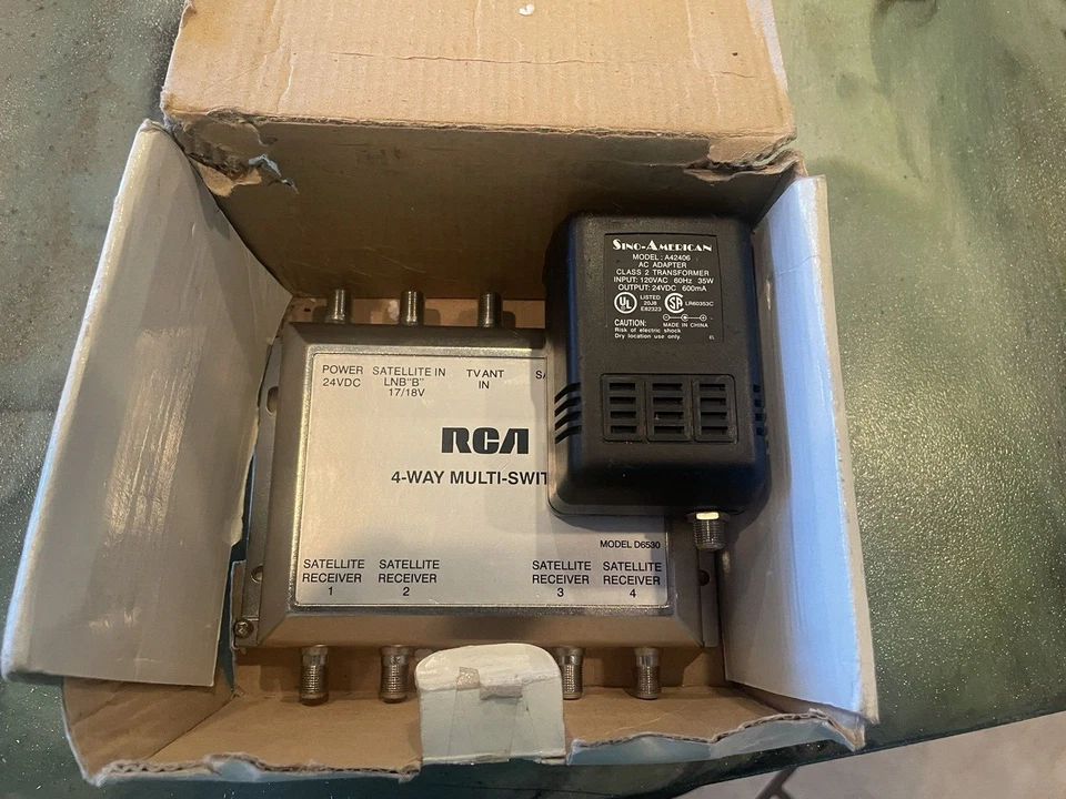 3X4 RCA MULTI-SWITCH LNB + POWER SUPPLY SW34 FTA SATELLITE SPLITTER DSS DBS DISH - Image 3 of 4