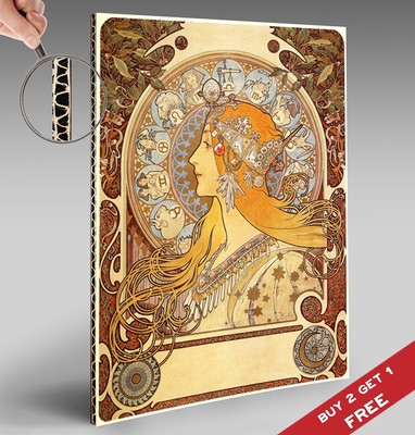Alphonse Mucha Sternzeichen Poster, Vintage A4 Hochglanzdruck Fine Art Nouveau
