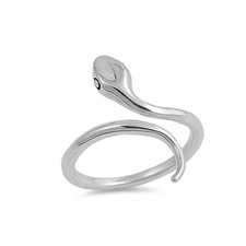 .925 Sterling Silver Coil Snake Serpent Fashion Ring NEW