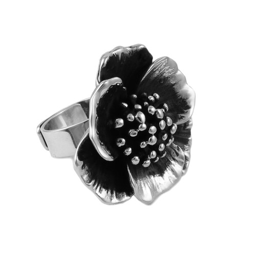 Flower Bloom Large Hallmarked Solid 925 Sterling Silver Ring Handmade Jewellery - Picture 3 of 7
