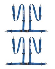 Two 2 Sparco 4pt 4 Point Snap In Seat Belts Safety Harnesses Pair - Blue