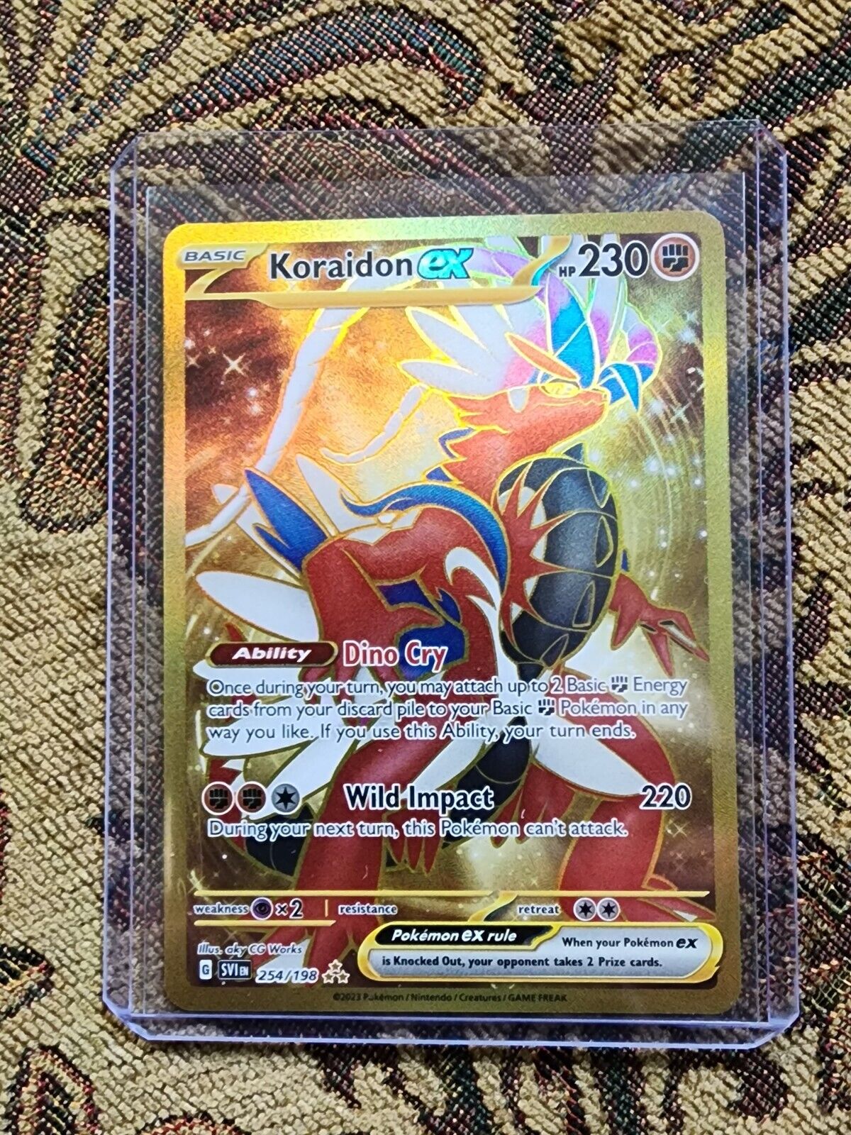 Pokemon Scarlet & Violet Koraidon EX SECRET RARE GOLD CARD 254/198 ENGLISH  M-GM