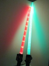 Lot of 2 Space Sword Electronic Lightsaber Green  Red Lights Up Sound 26" READ 