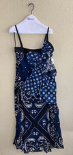 Red Valentino Womens Bandana Print Silk Dress With Bow Cobalto Size 36