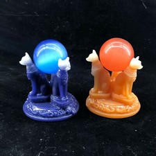 1 pieza tallado naranja luminoso cobre fundición gato cráneo cuarzo cristal esfera sostener