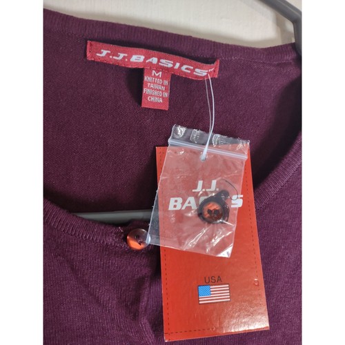 Vintage Y2K JJ Basics Burgundy Cardigan Sweater XS Classic Preppy Dark Academia - Picture 2 of 6