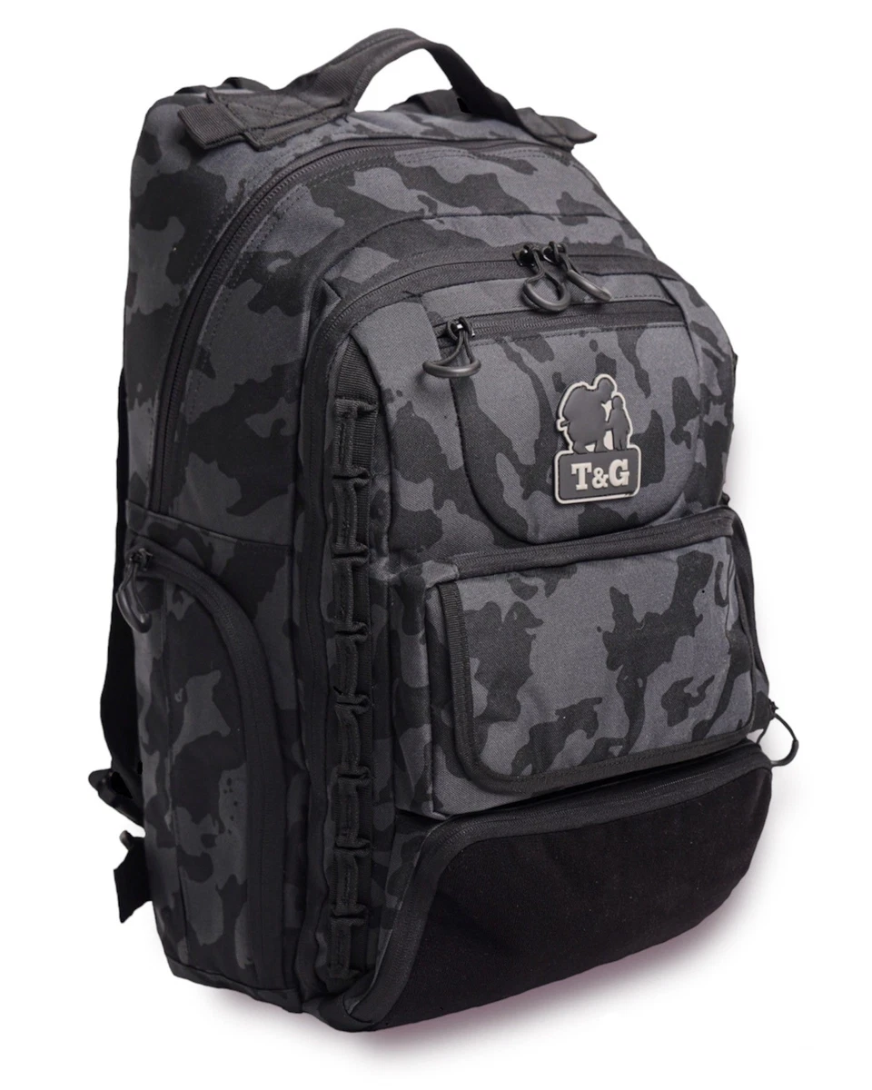 T G Bag Boy 1.0 Tactical Diaper Backpack Black Camo 40L Changing Mat