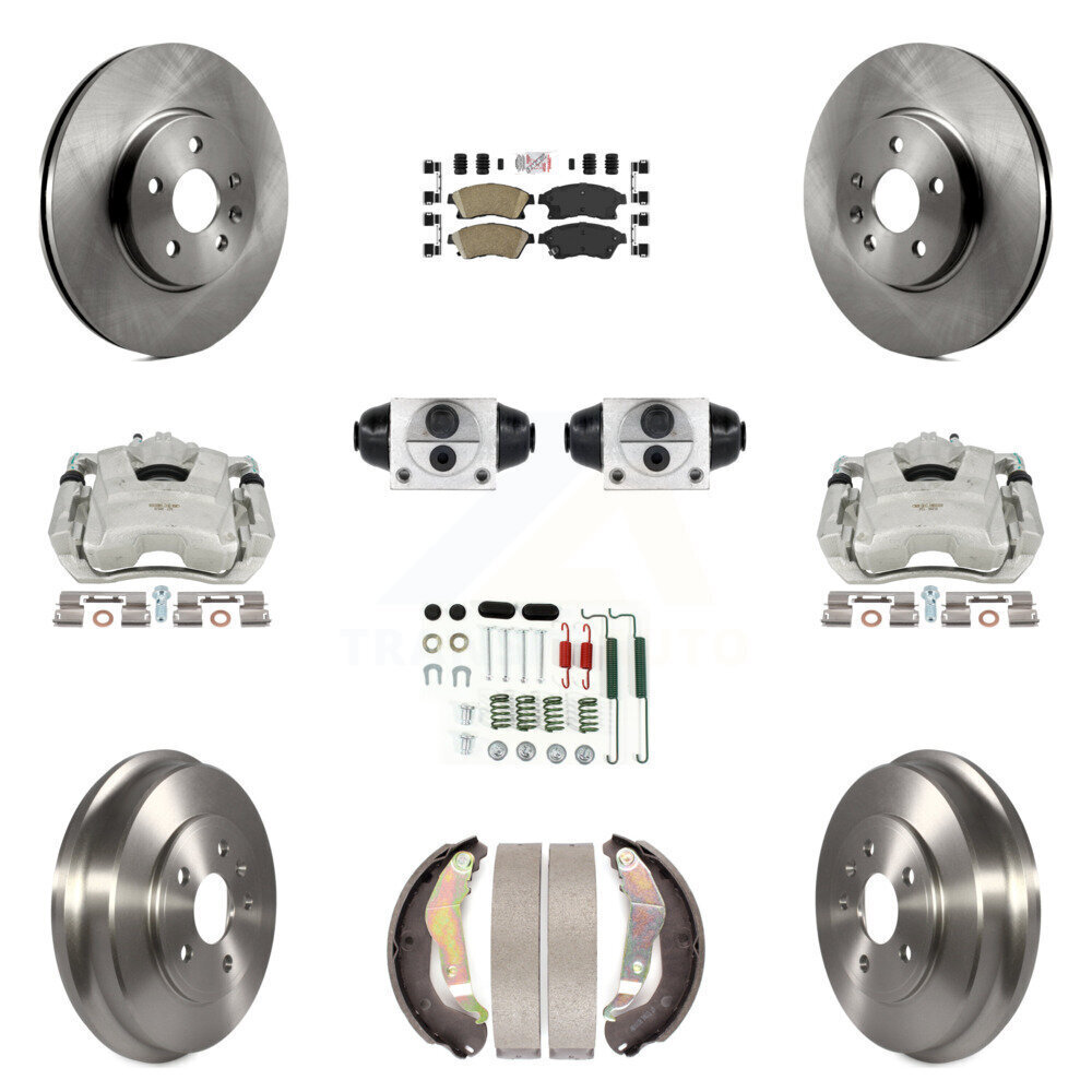 Front and Rear Brake Caliper Rotor Drum Ceramic Pad Shoe Cylinder Hardware Kit for Enhanced Braking Performance