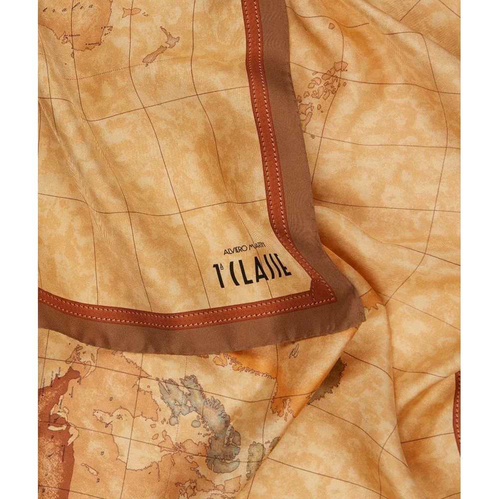 NEW ALVIERO MARTINI 1° CLASSE Scarf GEO CLASSIC Female Silk Brown