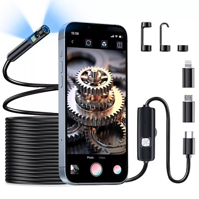 1920P Dual Lens Endoscope Camera Waterproof Direct Plug Android IOS iPhone 16 15