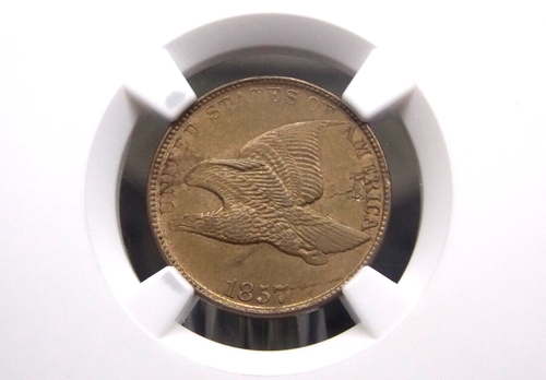 1857 Flying Eagle Cent *PLANCHET FLAW* 1c NGC UNC Details #008 Unc ECC&C, Inc. - Picture 2 of 6
