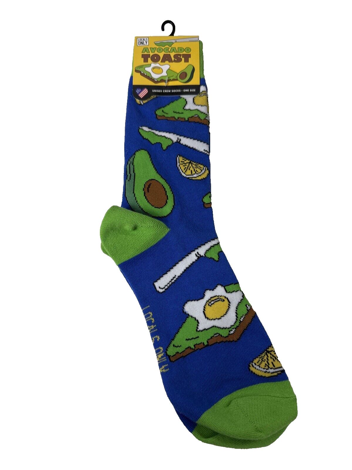 SAOLA Calze Crew Unisex Solo Locali Avocado Toast con Uovo e Limone Blu Verde