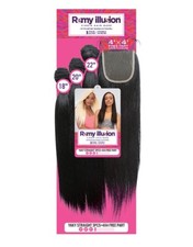 JANET COLLECTION REMY ILLUSION NEW YAKY 3PC 18,20,22 4x4 CLOSURE
