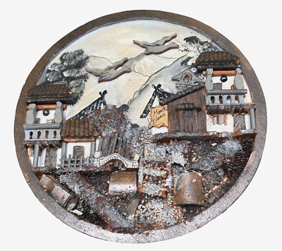 Vtg 3D Swiss Alps MONTE BLANCA LODGING Mountain Scene Art Sculpture Handcrafted