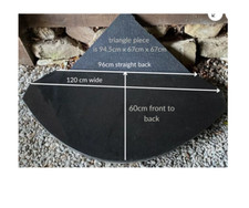 Polished Black Granite Curved Hearth 60cm depth centre front to back x120cm wide