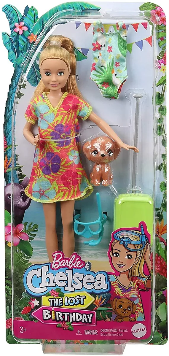 New Barbie Chelsea The Lost Birthday STACIE DOLL PET w Swimsuit