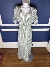 NWT MYSTREE WOMANS CREAM STRIPED LONG DRESS SIZE SMALL