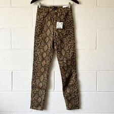 Zara Brown Snake Print Animal Print Hi Rise Skinny Jeans 25 Waist Women's 4