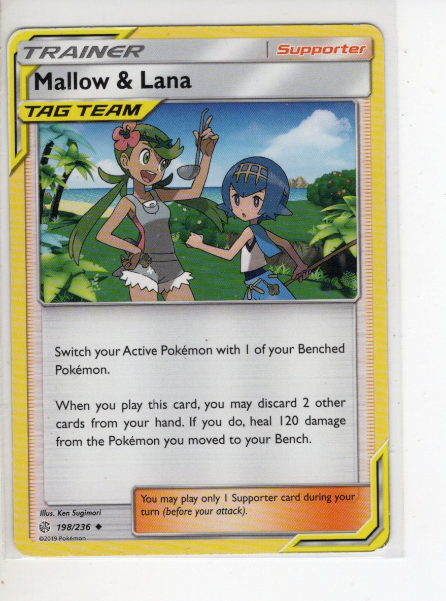 MALLOW & LANA TRAINER COSMIC ECLIPSE SET POKEMON CARD 198/236 LP