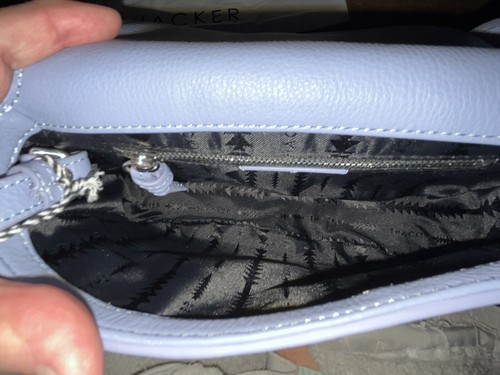 Bolso de mano de cuero Thacker Sabine bandolera Spirit plateado nuevo con etiqueta 258 - Imagen 7 de 8