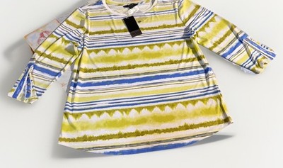 Slim Factor by Investments   Group Boat Neck Button Sleeve Top Size L