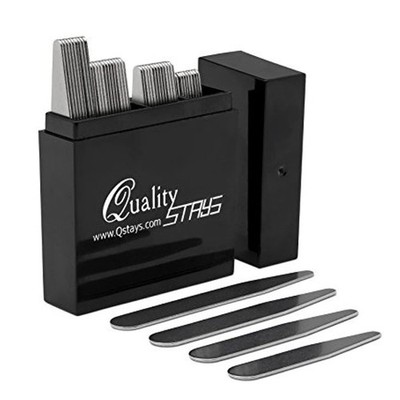 44 Metal Collar Stays for Men   4 Sizes in Elegant Black Box