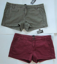 New - Express Low Waisted Cotton Twill Short - Olive Magenta - Size 0 - Lot 2