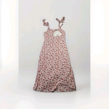 Sezane Midi Rose Robe Lined Dress Viscose Midi Size UK 10 US 6