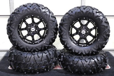 PIONEER 500 28'' BIGHORN 2.0 RADIAL ATV TIRE & 14'' COBRA BLK WHEEL KIT IRS10K