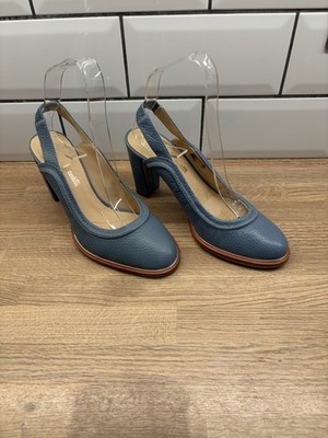Clarks blau Leder Ivy Ellis Absatz Fersenriemen Schuhe 3'' Größe 4,5 D