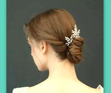 3 Pearl Hair Pins Bride Wedding Gold babies breath Beaded Flower Bridal bobby