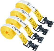 MELOTOUGH 4Pk 1" x 6ft Lashing Strap with Alligator Thumb Buckle 6 ft, Yellow 