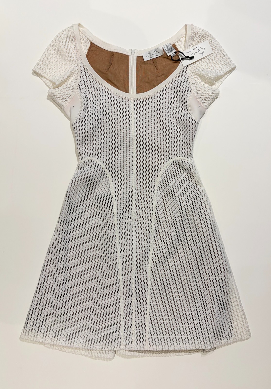 NEW Byron Lars Beauty Mark Off-White Lined Fit and Flare Dress Size 4