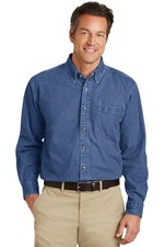 Port Authority S100 Men's Long Sleeve Heavyweight Denim Shirt With Pocket
