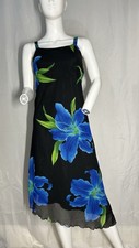 Vintage AGB Byer Women’s Black Floral Chiffon Pullover Dress Size 8 Tropical