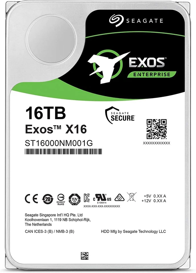 Seagate Exos X16 ST16000NM001G disco rigido 16 TB interno SATA 6Gb/s 7200rpm 256MB