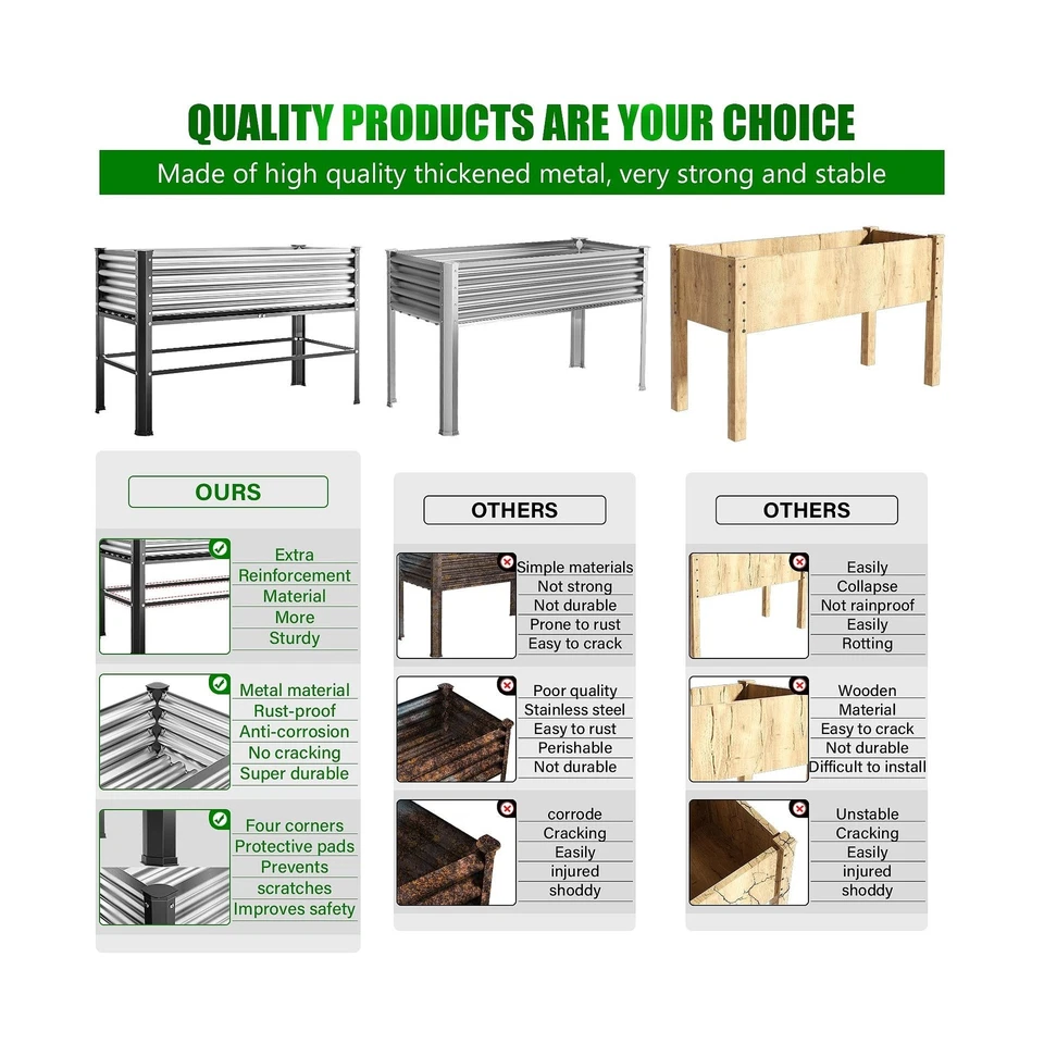 Cama de jardín elevada con patas Doniks 2 piezas, 48×24×32 pulgadas grande para exteriores Meta Foto 2 de 4